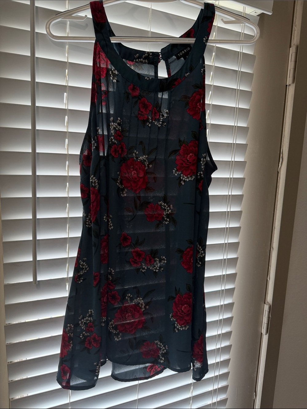torrid Navy Floral Sleeveless Mini Dress with Red Roses